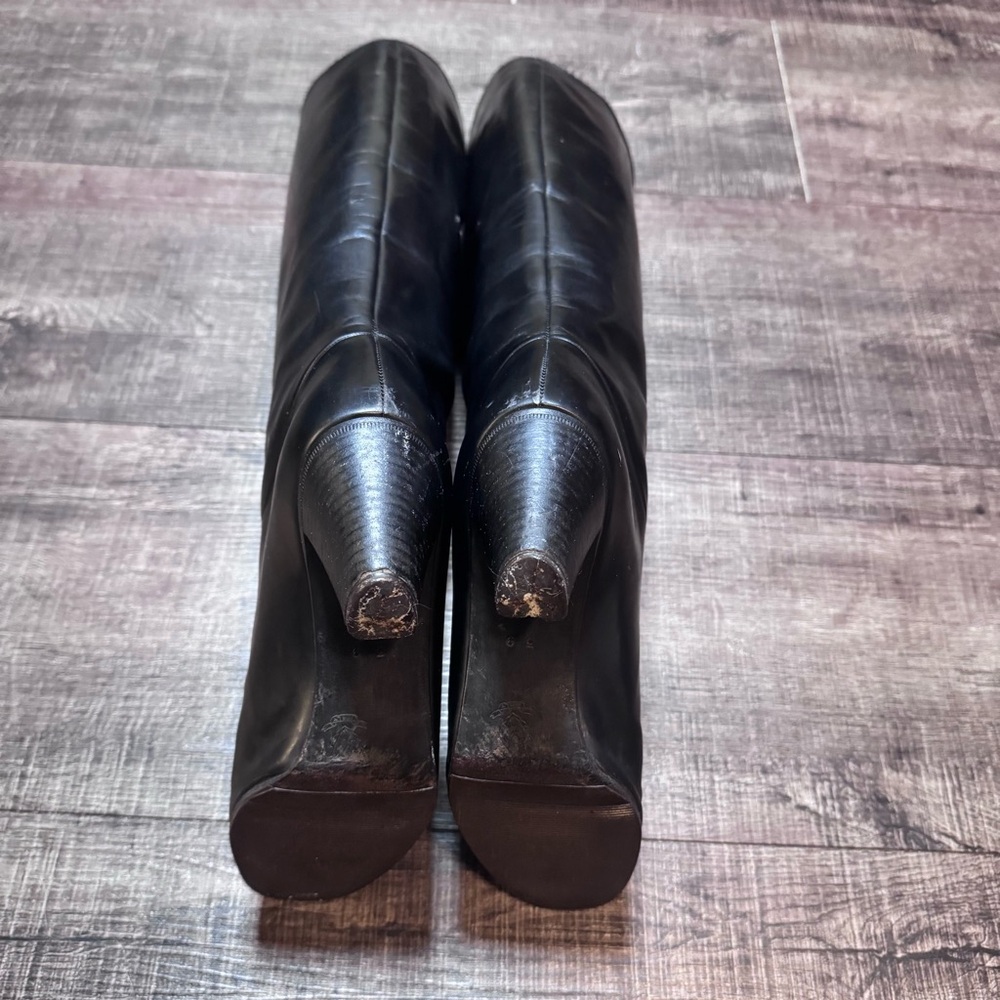 Vintage Gucci Black Leather Heeled Riding Boots - Picture 5 of 15